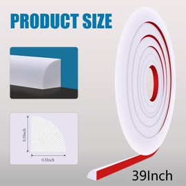 WYFWFDF Flexible Quarter Round Molding Peel and Stick Quarter Round Trim Bendable Molding Trim for Floor，Bathtub，Countertops（White 39Inch）