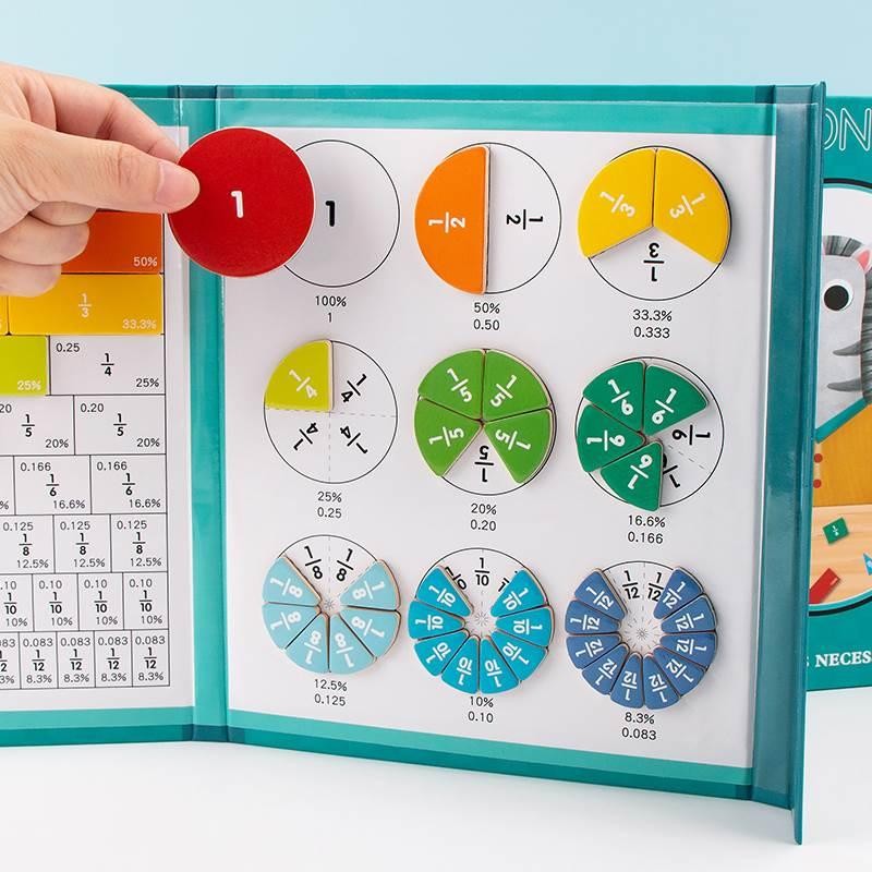 Magnetic Fraction Demonstration Book, 1 Set Math Teaching Aid, Learning