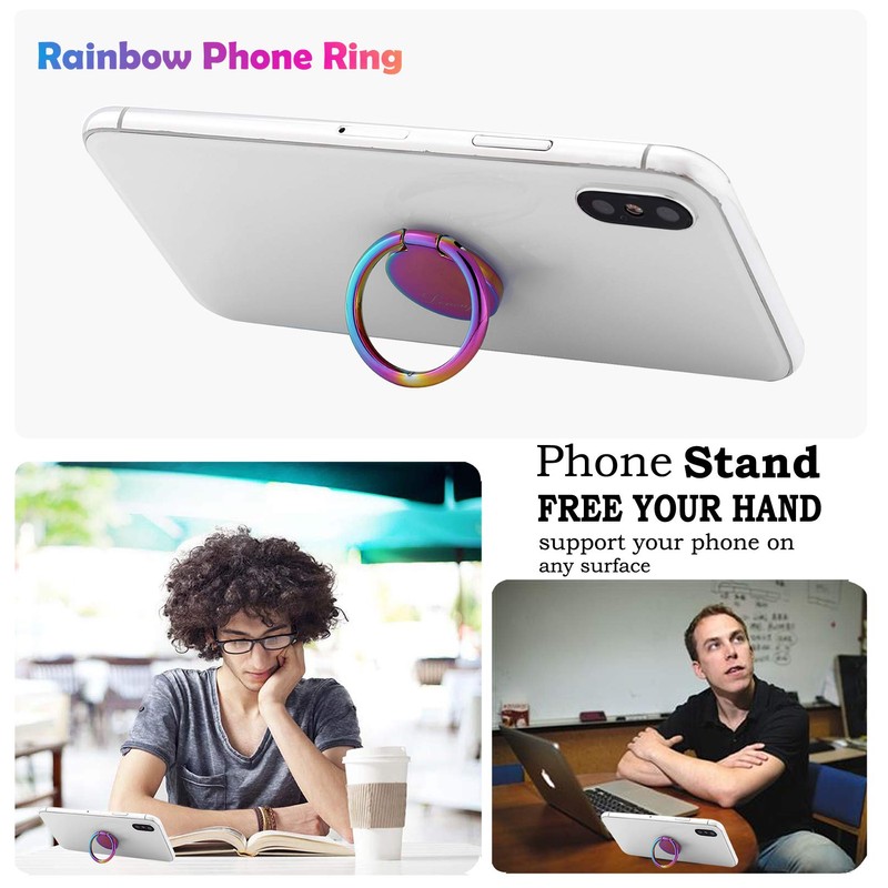 lenoup Rainbow Cell Phone Ring Stand Holder,Purple Multicolor Ring Grip