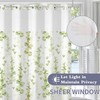 Green Leaves Shower Curtain No Hooks with Snap-in Fabric Liner