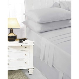 4 Pack Standard Quality 100% Poly-Cotton Housewife Pillowcases | Easy Care Plain Dyed Luxury Bedroom Pillow-Cases 50 x 75 cm (Silver)