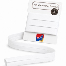 White 5m Bias Binding Tape 25mm 1 Inch Pre-Folded Single-Fold