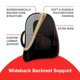 ObusForme Wideback Backrest Support - Wide Padded Seat Cushion and Lumbar Support Pillow, Portable Posture Support with Soft and Durable Foam