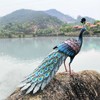 Kircust Metal Peacock Statue for Outdoor Decor - 24" L