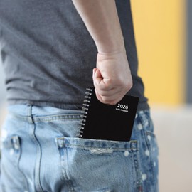 2026 Planner, Weekly ＆ Monthly Planner 2026, Jan 2026 – Dec 2026, 4.3" x 6.89", Flexible Cover, 12 Monthly Tabs, Thick Paper, Spiral Wirebound, Inner Pocket, Black