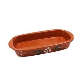 Hand-Painted Traditional Clay Portuguese Terracotta Cooking Rectangular Roaster Made in Portugal