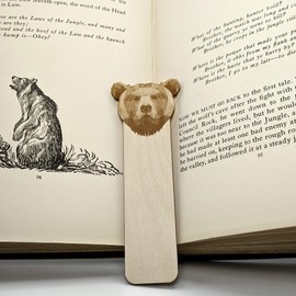 BEAR Engraved Wood Bookmark | Baltic Birch Wooden Geometric Animal Creature Book Mark | Great Gift Idea!