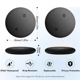 Smart Tag Bluetooth, 2 Pack Replaceable Tracking Tag, Waterproof No GPS Available Item Finder Tags with Find My (iOS Only) for Keys Wallets, Luggages, Bags, Suitcases