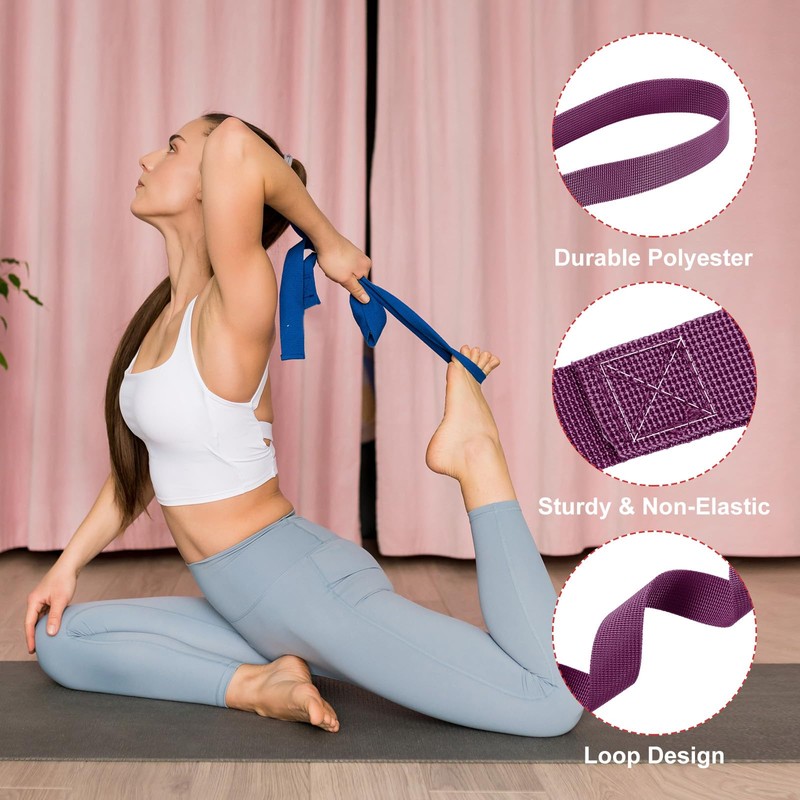 PATIKIL Stretch Strap with Loops 3.3ft, 2 Pack Cheerleading Flexibility