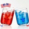 Potchen 2 Pack Patriotic Wine Glasses Icon Stemless, 9oz Red