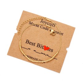 JoycuFF Best Friend Morse Code Chain Bracelets for Women Funny Gifts for Friend Coworker Leaving Christms Birthday Gifts BFF Friendship Gold Funny Long Distance Jewelry