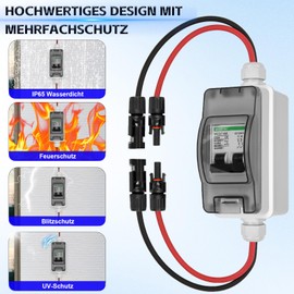 Warmfay Leitungsschutzschalter PV 32A 2P, DC Trennschalter PV Anlage 1000V Mit Solarstecker Kabel, IP65 Wasserdicht Gehäuse und UV-Schutz, DC Schutzschalter für Solaranlage