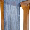 Blue Bohemian Style Table Runner, Polyester Table Cloth, Wrinkle Gauze,