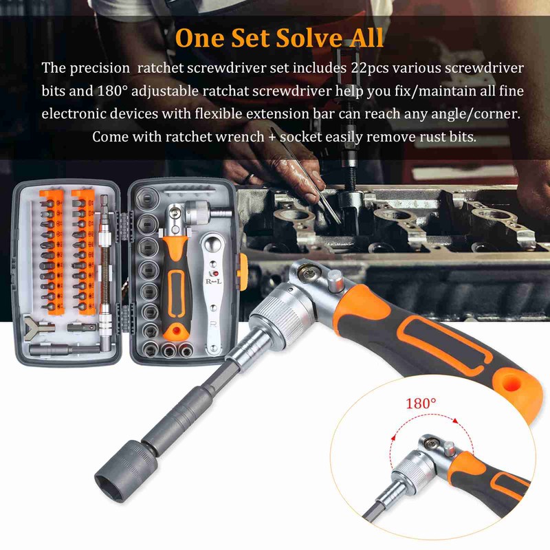 38pc Precision Ratchet Screwdriver Bit Set Magnetic Screwdrivers Kit Electronics
