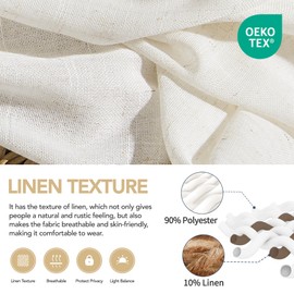 Deconovo Soild Net Curtains Eyelet, Home Decorative Linen Voile Curtains for Bedroom, Semi Sheer Curtains for Windows, 55 x 63 Inch, Linen Sheer, 2 Panels