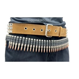Handmade Metal Bullet Belt 2.23" Nickel  W/ Copper Bandolier Cowboy Army Soldier Costume - SM-34"