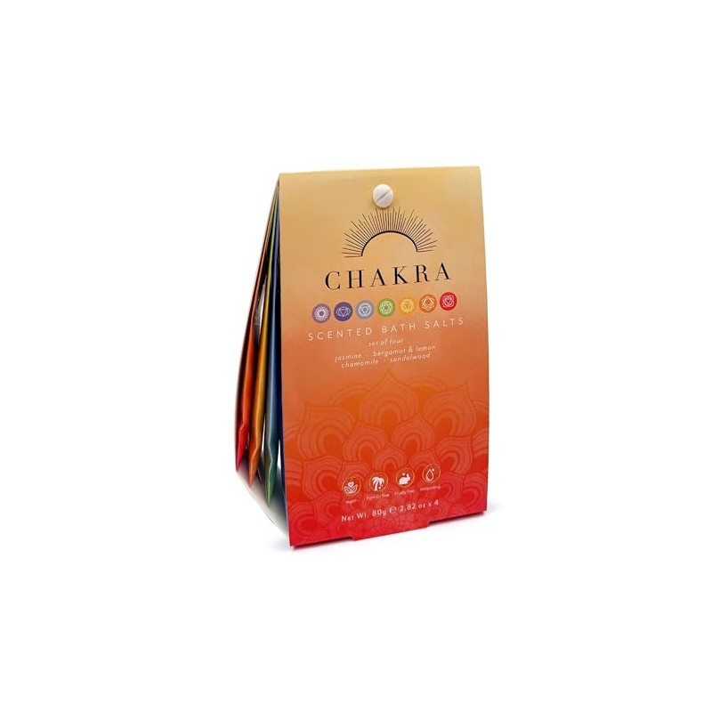 Set mit 4 duftenden Badesalzen – Geschenkbox für entspannendes Chakra