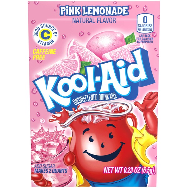 Kool-Aid Pink Lemonade Flavored Unsweetened Caffeine Free Powdered Drink Mix (96 Packets)