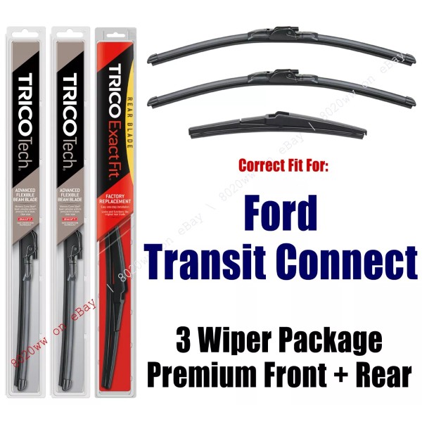 Trico Wipers 3-Pack Premium Front&Rear - fit 2014+ Ford Transit