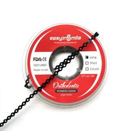 SNAWOP Dental Orthodontic Power Chain Multicolor Spool Elastic Rubber Bands for Teeth Braces (Long, Black)