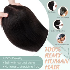 TESS Clip in Hair Pieces for Women, Extensions Toupee Hair Topper, Hair Toppers for Thinning Hair Women Real Hair - 10 Inch 19 g #12P613 Golden Brown & Bleach Blonde