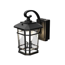 Koda William Outdoor LED Wall Light Fixture Lantern with Power Outlet Clear Glass Porch Sconces Wall Mounted Lighting with LED Bulb & Glass Shades, Matte Black Wall Lamps for Patio Front Door Entryway