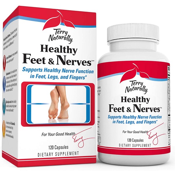 Terry Naturally Healthy Feet & Nerves - 120 Vegan Capsules - Nerve Function Support Supplement, Contains B Vitamins, Alpha-Lipoic Acid (ALA) & Boswellia - Non-GMO, Gluten-Free - 60 Servings