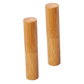 VICASKY 1set Reusable Bamboo Lipstick Tube Compact Bottle for DIY Lip Gloss Fashionable Golden Design for Travel and Makeup Accessories for Women 2pcs