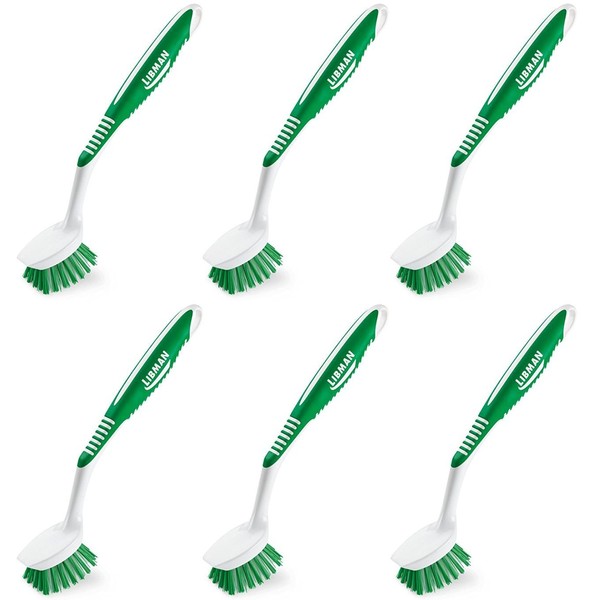 Libman Dishes Scrub Brush 45 Use for Vegetables Fruit Cleaning Dish Washing Kitchen (6-Pack)