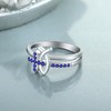 STARCHENIE Sapphire Cross Ring 925 Sterling Silver Christian Fish Ichthus