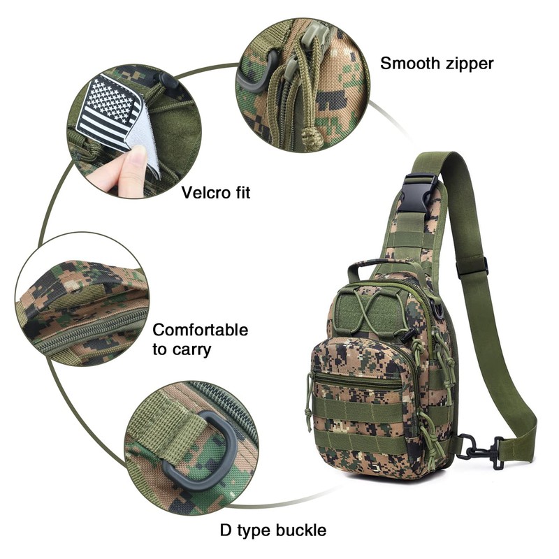 LIMHOO Tactical Sling Bag Backpack Shoulder Bag with USA Flag