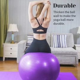 Yoga Ball, ZoneYan Thick Exercise Ball, Pilates Ball with Pump, Fitness Ball 55 cm/65 cm/75 cm, Anti-Burst 300 kg, Stability Ball for High Use, Suitable for Office, Home and Gym