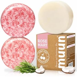 Muun Set De 3 Barras De Champú Y Acondicionador De Romero - Jabones Sólidos Naturales Para El Crecimiento Del Cabello En Mujeres Con Cabello Liso,