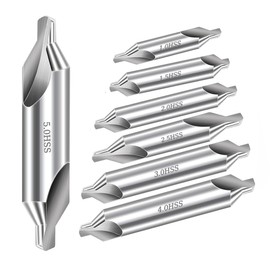Center Drill Bits Set, 7 Pcs High Speed Steel 60-Degree Angle Center Drill Bits Kit Countersink Tools for Lathe Metalworking Size 1.0 1.5 2.0 2.5 3.0 4.0 5.0