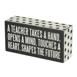 Primitives by Kathy 21495 Polka Dot Trimmed Box Sign, 3" x 6", A Teacher Shapes the Future