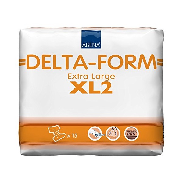 Abena Delta-Form Adult Incontinence Briefs, Level 2, (Medium To Extra Large Sizes) Extra Large, 60 Count