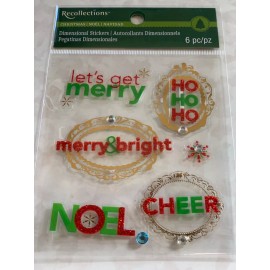 RECOLLECTIONS ADHESIVE CHRISTMAS WORDS & PHRASES 6PCS