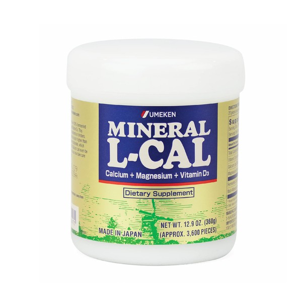 Umeken Mineral L-Cal Supplement, Large Bottle, 6 Month Supply, Enriched with Magnesium, Vitamin D3 and Minerals, Tablets, 360g, 3,600 Balls (Pack of 1)