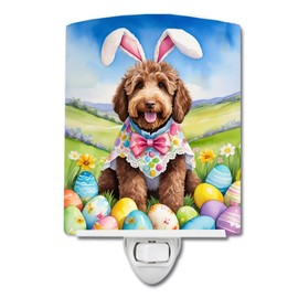 Caroline's Treasures Labradoodle Easter Egg Hunt Ceramic Night Light Compact, UL-Certified, Ideal for Bedroom, Bathroom, Nursery, Hallway, Kitchen, 6x4x3, Multicolor