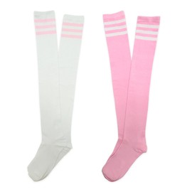 Bliceon 2 Pcs Over The Knee High Socks for Women - Cotton Striped Thigh High Stockings, Casual Tube Tights, Boot Socks for Daily Wear and Cosplay - Stylish Women's Hosiery