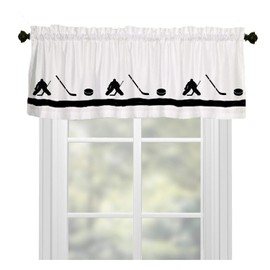 Hockey Player Goalie Window Valance Curtain - In Your Choice of Colors - Custom Made