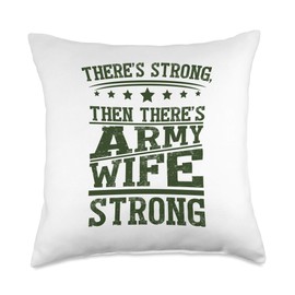 USA Hero Pride Nation Proud Army Wife Strong Veteran Military Family Throw Pillow, 18x18, Multicolor