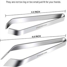 BJAINGEXK 2-Piece Fish Bone Tweezers, Kitchen Food Cooking Tweezers, Seafood Tools Kitchen Gadgets Home Gadgets, Stainless Steel Flat and Diagonal Pliers Removal Tools （4.4 inches and 4.6 inches）