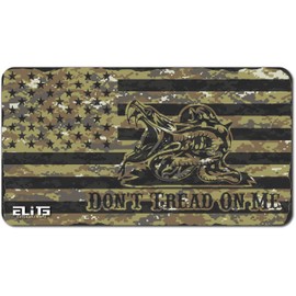 ELITE OUTDOORS MFG Surface CAMO #4 Gadsden Don't Tread ON ME USA Flag Gun Cleaning MAT 12inch x 22inch. Made in The USA. Free Wallet Bottle Opener Included.