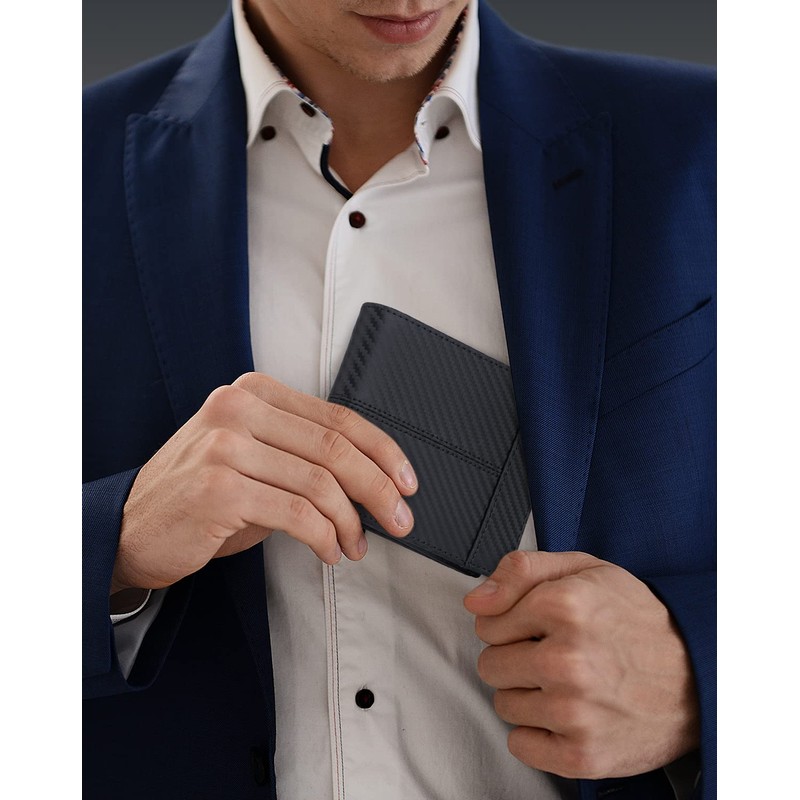 swallowmall Mens Wallet RFID Genuine Leather Slim Bifold Wallets for