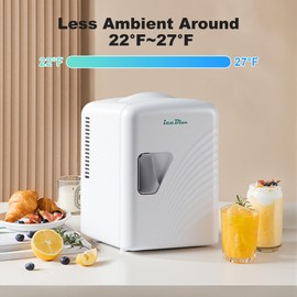 Iceblue Mini Fridge, Retro 4 Liter /6 Cans Tiny Fridge, AC Plug & 12V Car Charger Small Refrigerator, Compact & Portable 4A Cooling Mini Refrigerator for Bedroom, Car, Office, Dorm, Gift (White)