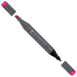 Marabu 01480003914 Sketch Marker Graphix Primary Magenta, Japanese Double Tip 1-7 mm Chisel Tip and 1 mm Fine, Brilliant Colours, Quick-Drying, Alcohol-based Ink, Low Odour and Waterproof