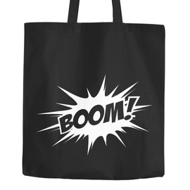 MoonWorks Jute Bag Comic Boom Cotton Bag Fabric Bag Carry Bag Black 2 Long Handles, Cartoon black