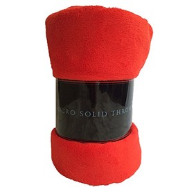 Decotex Warm & Cozy Super Soft Plush Solid Fleece Throw Blanket (50"x60", Red)