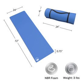Foam Sleeping Pad for Camping - 1.25-Inch-Thick Waterproof Sleep Pad with Carry Straps for Cots, Tents, or Sleepovers by Wakeman Outdoors, Blue
